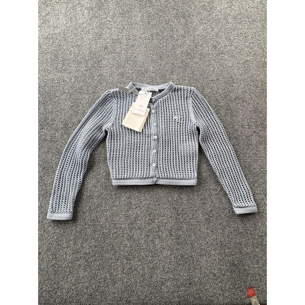 Alexander wang Sweater Cardigan Womens XS Blue Knit Cropped Crewneck Logo